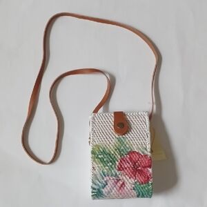 Floral Woven Crossbody Bag